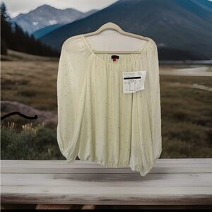 Vince Camuto Cream Relaxed Blouse with Pleated Details